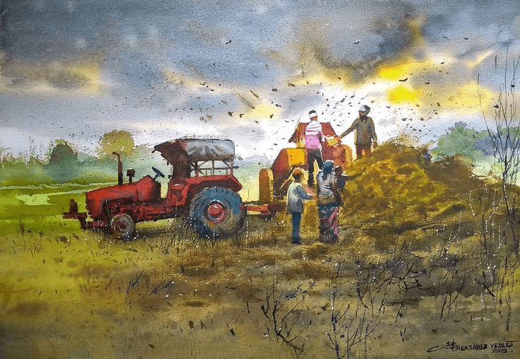 Village worker in a field